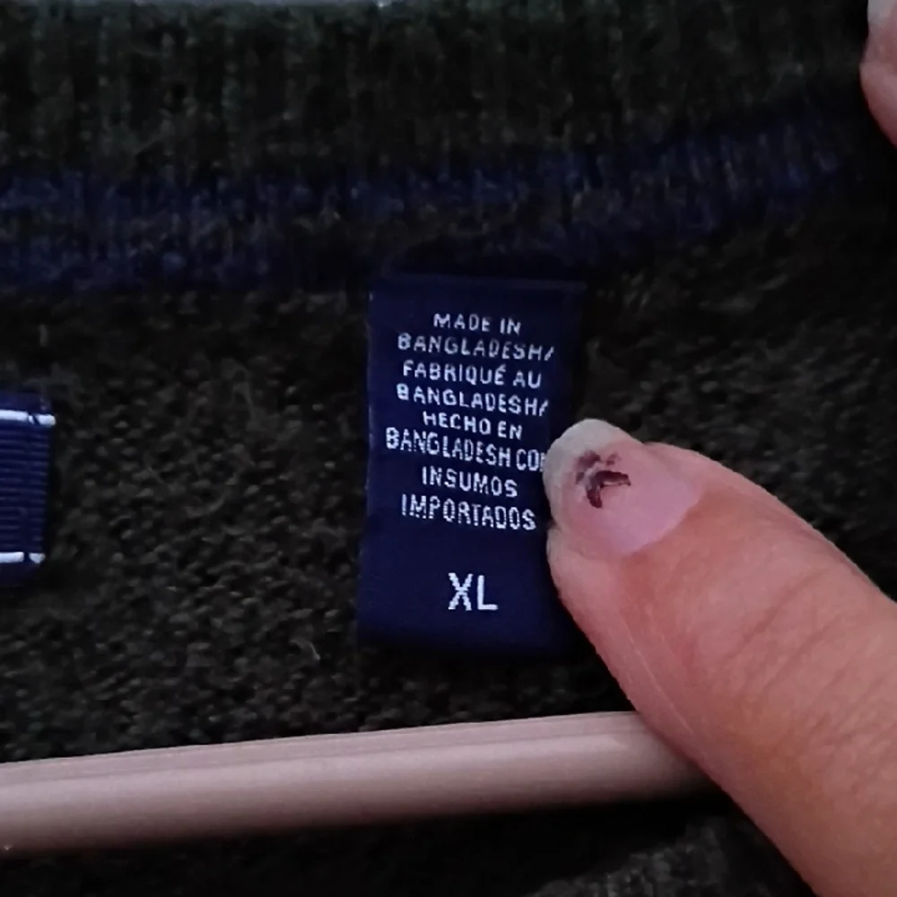 Izod Olive Crewneck Sweater with White Stripes